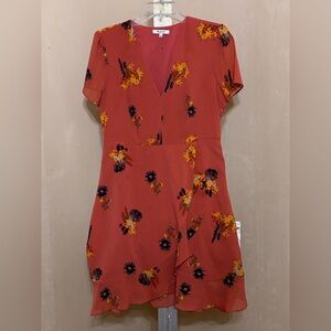 Madewell Rust Floral Faux Wrap Mini Dress Sz 6